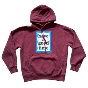 Have a Good Time Frame Logo Hoodie Sweatshirt Burgundy Pullover Loungewear